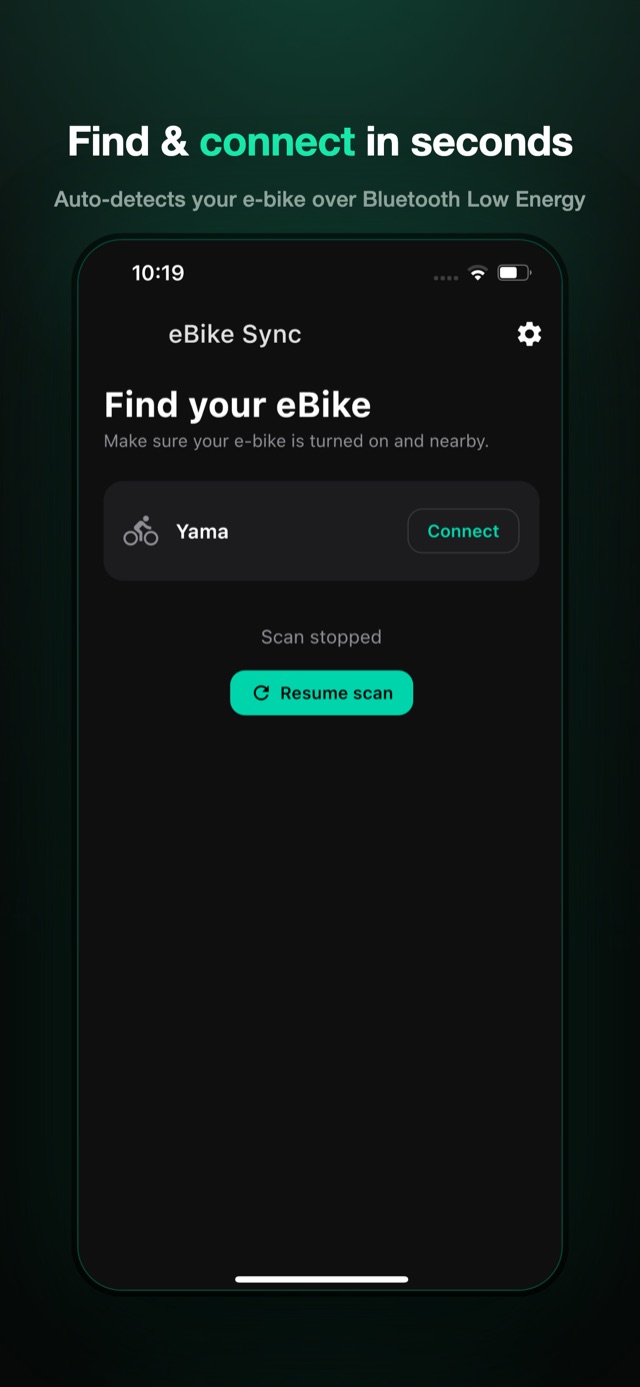 Find and connect to your e-bike instantly over Bluetooth
